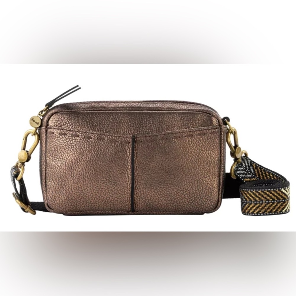 The Sak Cora Phone Leather Crossbody Bag In Bronze Guitar Strap